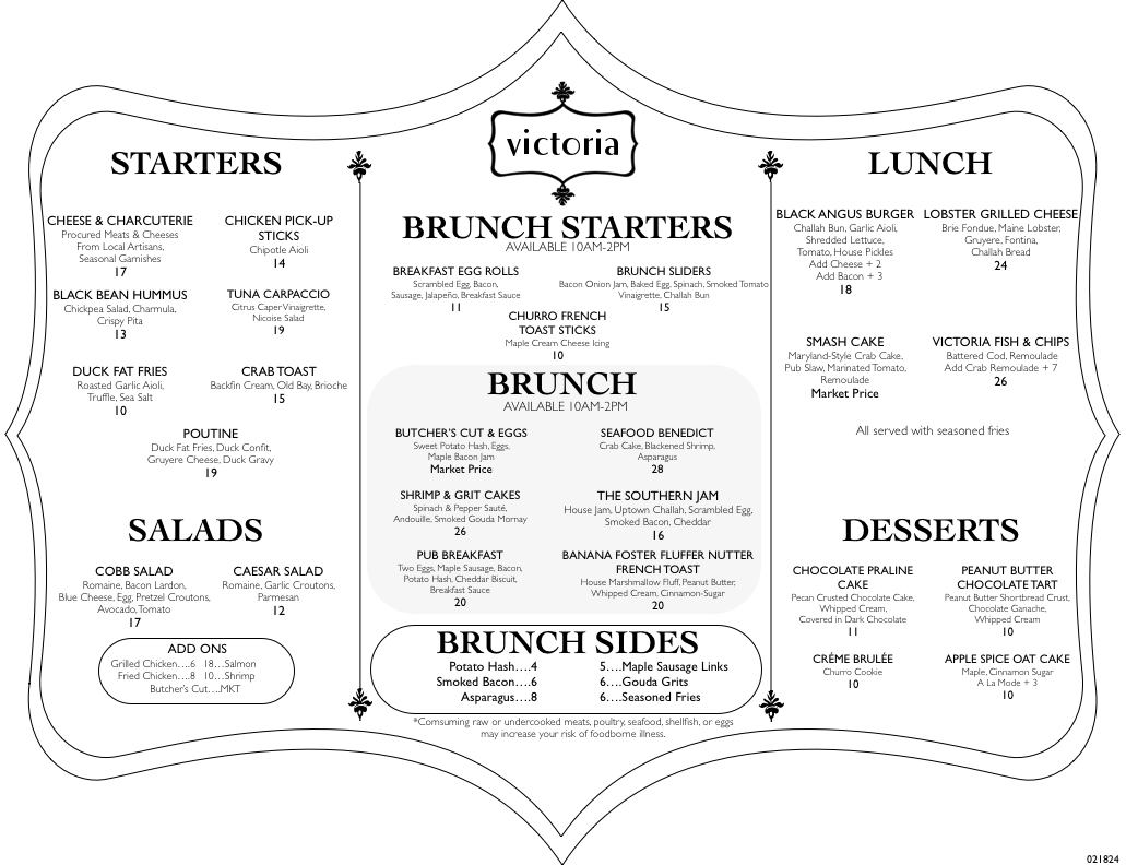 Current Menu Victoria